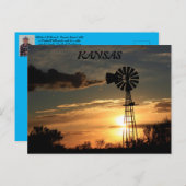 Carte postale Silhouette Windmill Kansas (Devant / Derrière)
