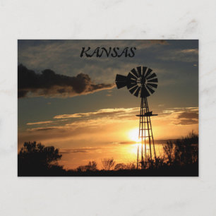 Carte postale Silhouette Windmill Kansas