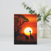 Carte Postale Silhouettes africaines de girafe de coucher du (Debout devant)