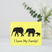 Carte Postale Silhouettes de 3 éléphants tenant des rails (Debout devant)