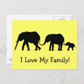 Carte Postale Silhouettes de 3 éléphants tenant des rails (Devant / Derrière)