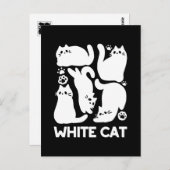 Carte Postale Silhouettes de chaton blanc - Design Feline mignon (Devant / Derrière)