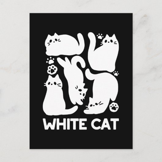 Carte Postale Silhouettes de chaton blanc - Design Feline mignon (Devant)