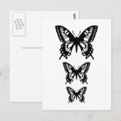 Carte Postale silhouettes de papillon noir (Devant / Derrière)
