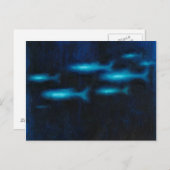 Carte Postale Silhouettes de poisson bleu translucide (Devant / Derrière)
