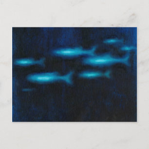 Carte Postale Silhouettes de poisson bleu translucide