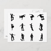 Carte Postale Silhouettes de skateboarder (Devant / Derrière)