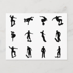 Carte Postale Silhouettes de skateboarder