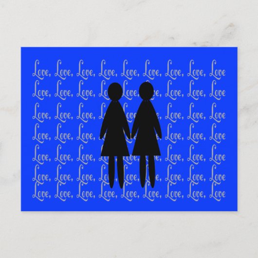 Carte Postale Silhouettes lesbiennes "LOVE" (Devant)