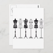 Carte Postale silhouettes mannequins de mode vintage (Devant / Derrière)
