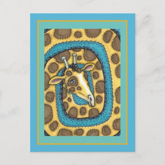 CARTE POSTALE SILLEMENT GIRAFFE LONG COU ET SPOTS, FUNNY FOLK AR (Devant)