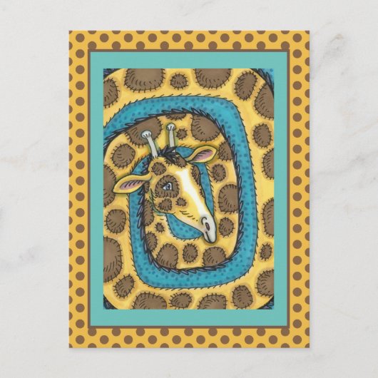 CARTE POSTALE SILLEMENT GIRAFFE LONG COU ET SPOTS, FUNNY FOLK AR (Devant)
