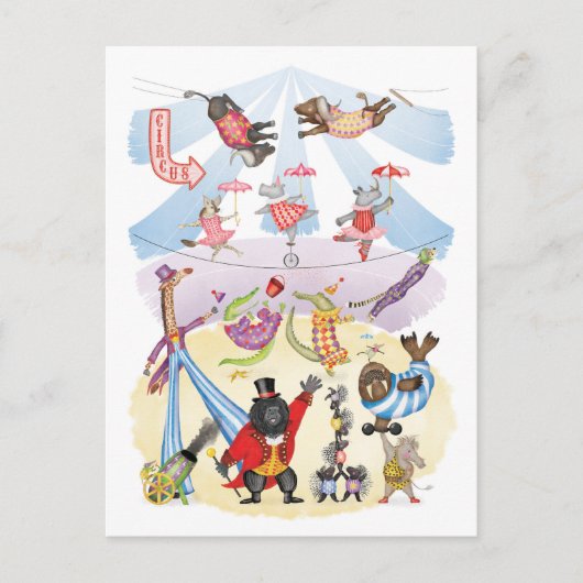 Carte Postale Silly animal circus postcard (Devant)
