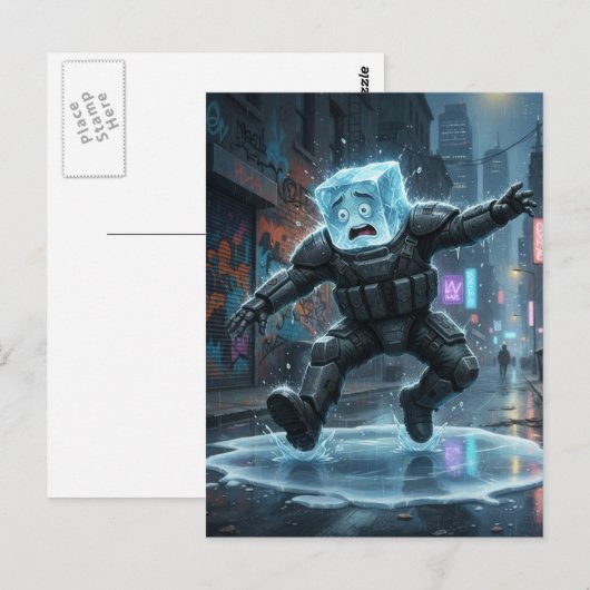 Carte Postale Silly icecube falling on ice  (Devant / Derrière)