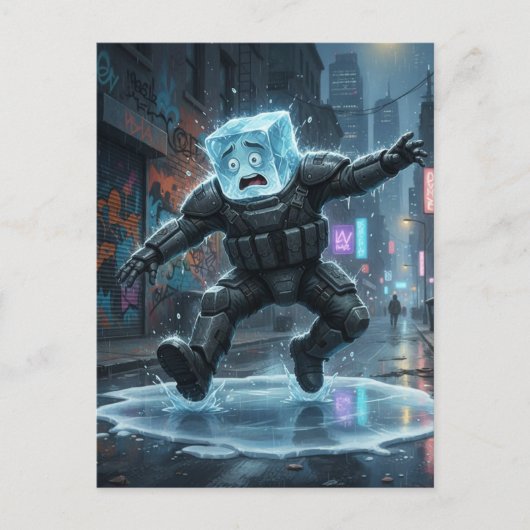 Carte Postale Silly icecube falling on ice (Devant)