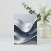 Carte Postale Silver And Navy Fluid Waves Abstract Modern Design (Debout devant)