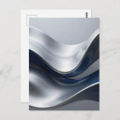 Carte Postale Silver And Navy Fluid Waves Abstract Modern Design (Devant / Derrière)