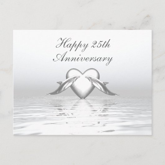 Carte Postale Silver Anniversary Dolphins et Heart (Devant)