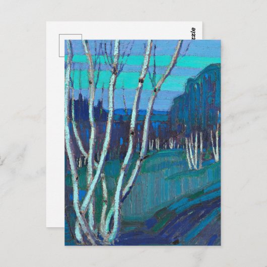 Carte Postale Silver Birches, oeuvre populaire de Tom Thomson (Devant / Derrière)
