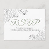 Carte Postale Silver Frills Simple Chic Sage Vert Mariage RSVP (Devant)