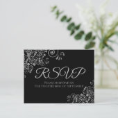 Carte Postale Silver Frills Simple Elegant Noir Mariage RSVP (Debout devant)