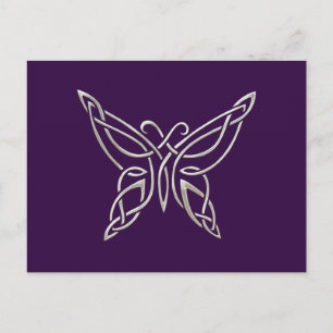 Carte Postale Silver Purple Celtic Butterfly Curling