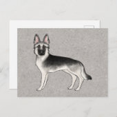 Carte Postale Silver Sable Allemand Berger Cartoon GSD Chien Gre (Devant / Derrière)