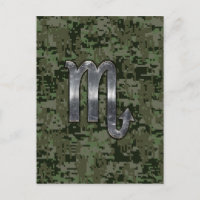 Silver Scorpio Zodiac Sign Woodland Digital Camo