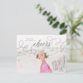 Carte Postale Silver Script Happy Holidays Photo personnalisée (Debout devant)