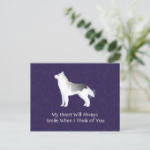 Carte Postale Silver Sibérien Husky Chien pensant à vous (Debout devant)