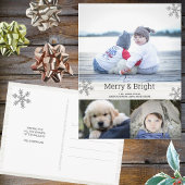 Carte Postale Silver Snowflake 3 Photo Collage Holiday