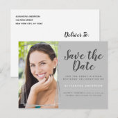 Carte Postale Silver Sweet 16 Anniversaire Sauvegarder la date (Devant / Derrière)