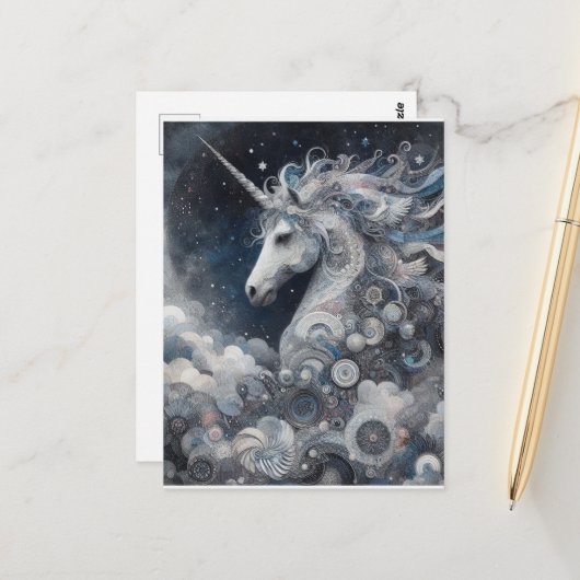 Carte Postale Silver Unicorn Collage (Devant/Arrière en situation)
