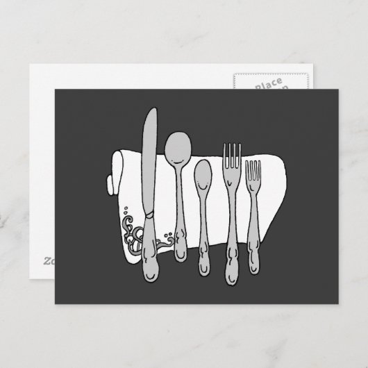 Carte postale Silverware Black White Art (Devant / Derrière)