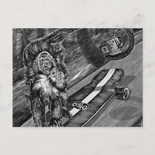 Carte Postale Simeon Skateboard Selfie (Devant)