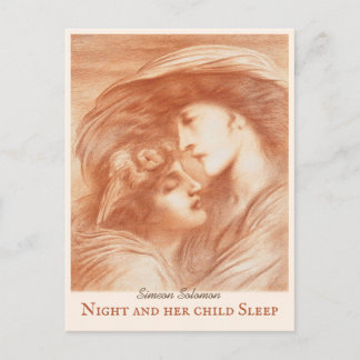 Carte Postale Simeon Solomon La Nuit et son enfant le Sommeil CC