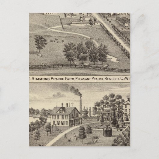 Carte Postale Simmon's Prairie Farm, Kenosha Water Cure (Devant)