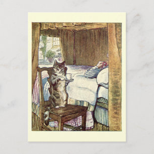 Carte Postale Simpkin le chat sert du thé - Beatrix Potter