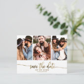 Carte Postale Simple 3 Photo Collage Mariage Enregistrer La Date (Debout devant)