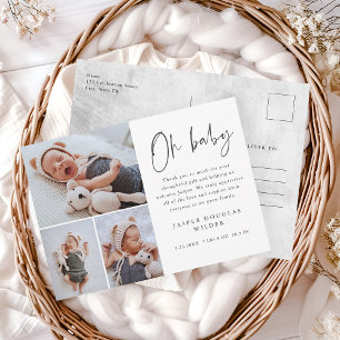 Carte Postale Simple 3 Photo Oh Baby Merci