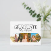 Carte Postale Simple 3 Photo White Graduation Faire-part (Debout devant)