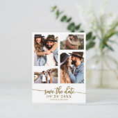 Carte Postale Simple 4 Photo Collage Mariage Enregistrer La Date (Debout devant)