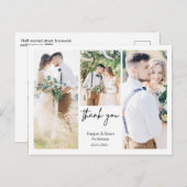 Carte postale simple à trois Mariages photo Merci (Devant / Derrière)