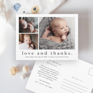 Carte Postale Simple Amour et Merci 3 Photo Merci bébé