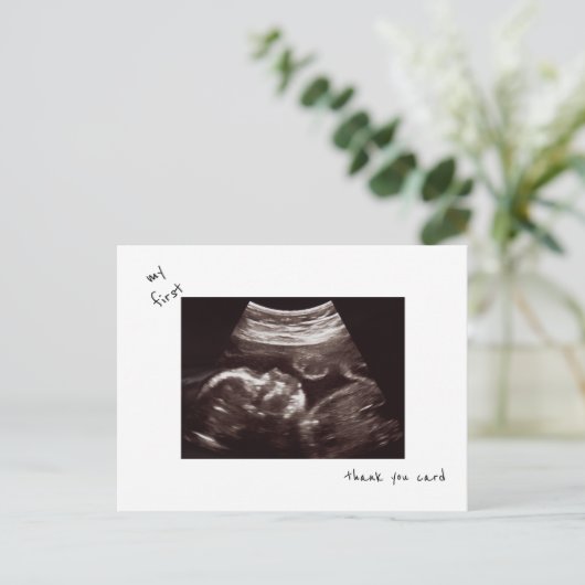 Carte Postale Simple amusant Ultrasound Baby shower Merci (Debout devant)