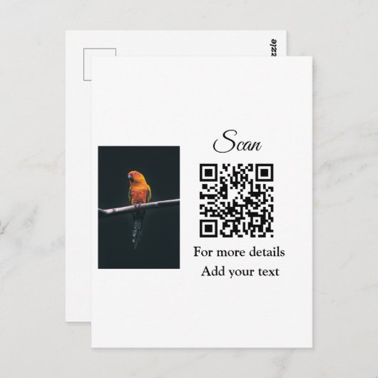 Carte Postale Simple animal name details QR code add text photo (Devant / Derrière)
