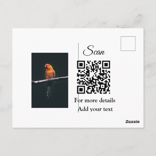 Carte Postale Simple animal name details QR code add text photo (Dos)