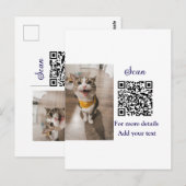 Carte Postale Simple animal name details QR code add text photo (Devant / Derrière)