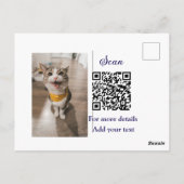 Carte Postale Simple animal name details QR code add text photo (Dos)