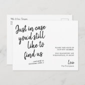 Carte Postale Simple Annonce de Déménagement Moderne Drôle (Devant / Derrière)